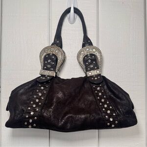 Vintage Y2K Rhinestone Buckle Shoulder Bag